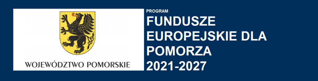 Logo Województwa Pomorskiego i programu Fundusze Europejskie dla Pomorza 2021-2027.